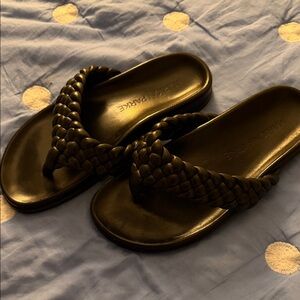 Marion Parke Black Braided Thong Sandals